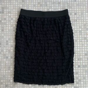 NY Collection Black Ruffled Pencil Skirt